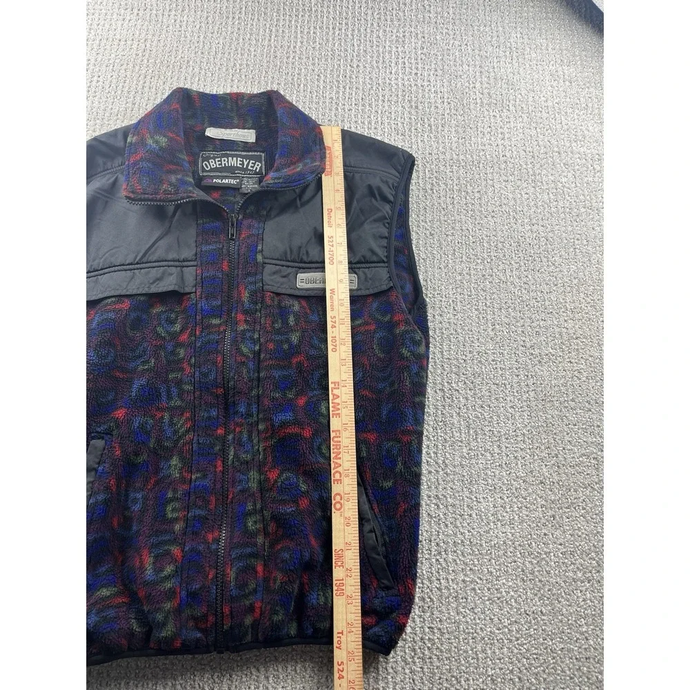 Vintage Obermeyer Polartec Fleece Geometric Aztec Print Vest Southwest Men Small